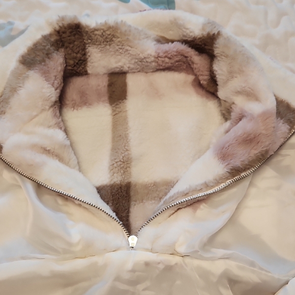 Easel Cream and Brown Teddy Jacket with Pink Accents - Picture 7 of 9